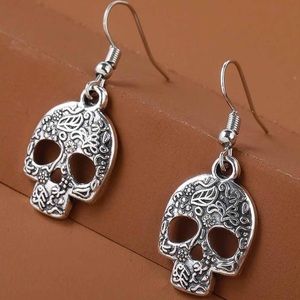 Any 2/$20! Silver Engraved Sugar Skull Drop Earrings